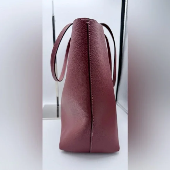 Coach Town Tote Polished Pebble Leather Wine Pink Interior Gold Hardware 72673 - Picture 3 of 12